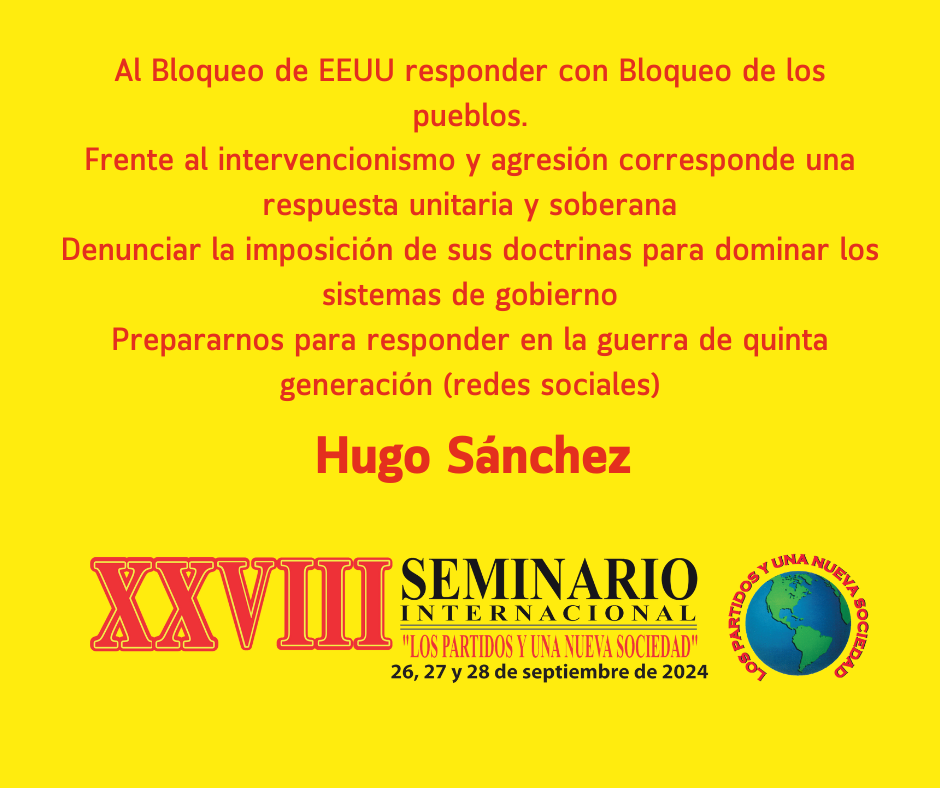 Al Bloqueo de EEUU responder con Bloqueo de los pueblos Frente al intervencionismo y agresión corresponde una respuesta unitaria y soberana Denunciar la imposición de sus doctrinas para dominar los